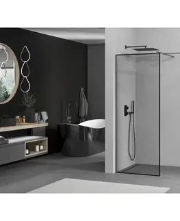 Sprchové dvere MEXEN/S - Kyoto Sprchová zástena WALK-IN 100 x 100, čierny vzor, grafit kartáčovaná 800-100-202-66-70-100