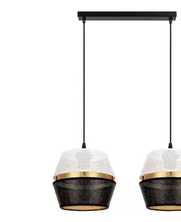 Svietidlá HEXE Luster na lanku PARIS 2xE27/60W/230V biela/čierna/zlatá 0083