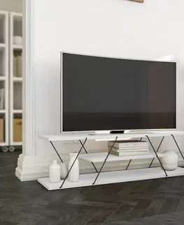 TV stolíky MADRID industriálny televízny stolík, biela/čierna
