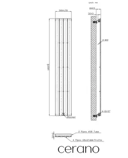 Doplnky do kúpeľne CERANO - Kúpeľňový elektrický radiátorový set Arlen - WIFI - 600W - čierna matná - 1800x300 mm CER-435972
