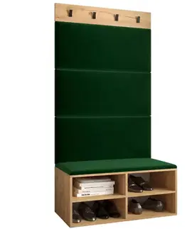 Spálňové šatníkové skrine Predsieňový nábytok Miro dub craft panel zelená