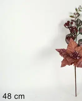 Vianočné dekorácie MAKRO - Vetvička / zápich vianočná 48cm, medená