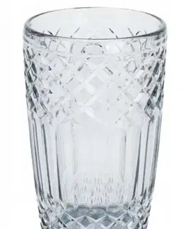 Poháre Kinekus Pohár na vodu sklenený brúsený, 380ml, šedý