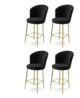 Barové stoličky Bar Stool Set (4 Pieces) Fora - Black, Gold