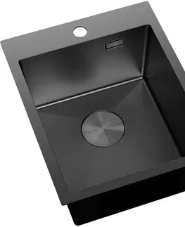 Kuchynské drezy MEXEN MEXEN - Solix oceľový drez 1-bowl 400 x 500 mm, čierna 6406401000-70