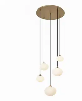 Závesné svietidlá Závesná lampa Art Deco zlatá s opálovým sklom 5-svetiel - Yani