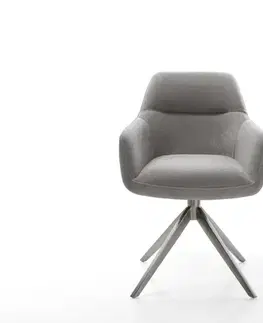 Jedálenské stoličky DELIFE Jedálenská stolička Pejo-Flex štruktúrovaná látka mäkký sivá krížová podstava široká grafitová 360° otočná hojdacia funkcia vrecková pružina