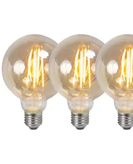 LED osvetlenie Sada 3 stmievateľných LED žiaroviek E27 G95 dymová 5W 380lm 2200K