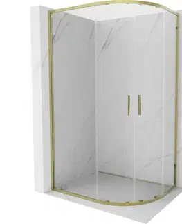 Sprchovacie kúty MEXEN - Exo štvrťkruhový posuvný sprchovací kút 100 x 80, transparent, zlato 8132-100-080-50-00
