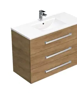 Kúpeľňový nábytok Kúpeľňová skrinka s umývadlom SAT Cube Way 100x76,5x46 cm dub Hickory CUBE461003DHMOD CUBE461003DHMOD