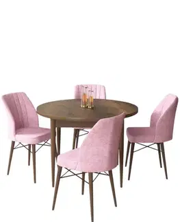 Jedálenské sety Dining Table & Chairs Set (5 Pieces) Rox - Baroque, Pink