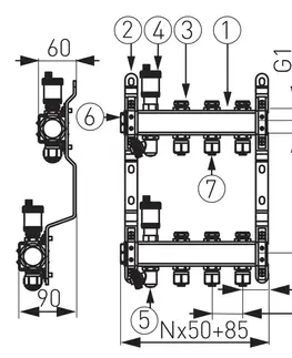 Príslušenstvo k batériám NOVASERVIS - Rozdeľovač nerez s regulačnými mechanickými ventilmi 4okruhy SN-RO04S