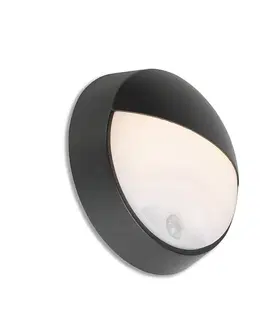 Vonkajsie svetlo so senzorom Vonkajšia nástenná lampa čierna vrátane LED s pohybovým senzorom IP54 - Hortus
