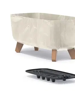 Kvetináče a truhlíky NABBI DGCL400E plastový kvetináč na nožičkách 39 cm krémová