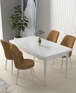 Jedálenské sety Dining Table & Chairs Set (5 Pieces) Nil - White, Cappuccino