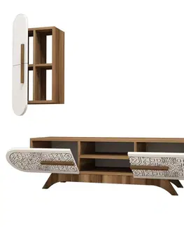 Obývacie steny TV skrinka / Obývacia stena Defne - Walnut, White