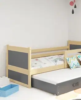 Postele BMS Detská posteľ s prístelkou RICO 2 | borovica 90 x 200 cm Farba: Sivá