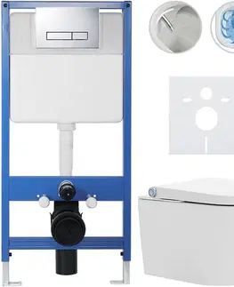 Záchody CERANO - Kompletní WC set Profi/Cronus Standard - bílá lesklá - WC tlačítko Slim/Chrom - předstěnová instalace - 59,3x38,4  CER-153218