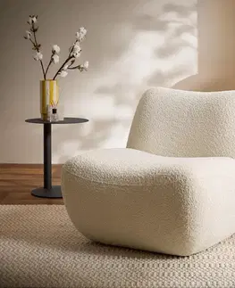 Lounge kreslá DELIFE Lounge kreslo Zena 75x85 cm bouclé biela