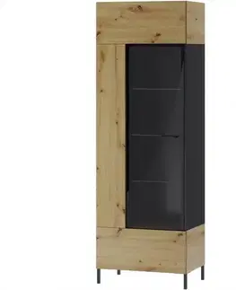 Vitríny a regály do obývačky Vitrína 1D L/P Lucas 10 dub artisan/čierna mat
