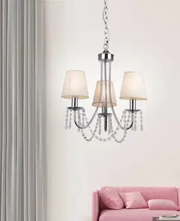 Svietidlá Chrómový/béžový závesný luster 3x40W Ruti