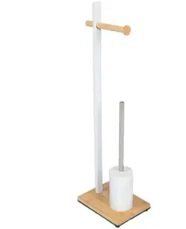 Kúpeľňové doplnky WC stojan biela/bambus 2bir0033aa-A