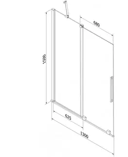 Sprchové dvere MEXEN/S - Velar dvojkrídlová posuvná vaňová zástena 130 x 150, dekor, biela 896-130-000-31-20