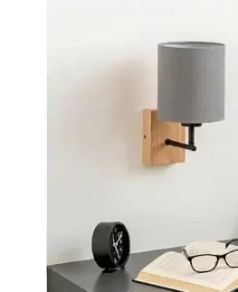 Svietidlá BRILAGI - Nástenné svietidlo NUBILA WOOD 1xE27/25W/230V dub/čierna/sv. sivá BG1561+BG2454