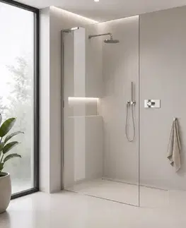Sprchové dvere CERANO - Sprchová zástena Walk-in Onyx L-ľavá vzpera - 8 mm - chróm, transparentné sklo - 60x200 CER-8050BD884
