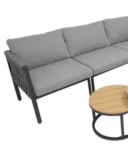 Záhradný nábytok KRETA záhradná rohová modulová sedacia súprava, popol/teak