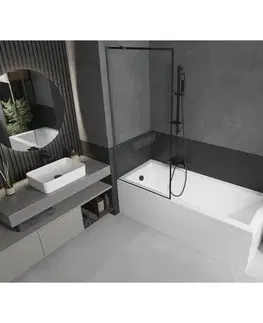 Sprchové dvere MEXEN/S - Next vaňová zástena FIX 80 x 150, čierna vzor, grafit metal 895-080-000-00-70-95