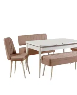 Jedálenské sety Jedálenský set s rozkladacím stolom a stoličkami (5 kusov) Vina 0900 - 4 - White, Stone