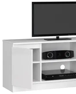 TV stolíky Moderný TV stolík ROMANA120, biely/biely lesk