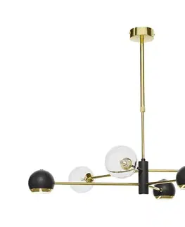 Svietidlá Jupiter 1967-Luster na tyči MOKA 3xGU10/10W/230V + 3xG9/10W/230V zlatá/čierna/číra 1967