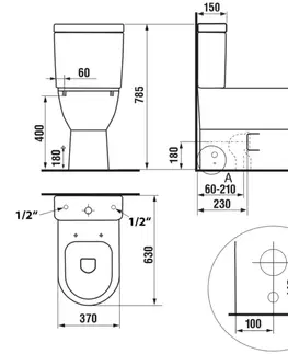 Záchody SAPHO - JALTA WC kombi s bidetem Clean Star, Rimless, spodný/zadný odpad, biela LB402-1