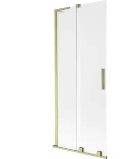 Sprchové dvere MEXEN/S - Velar L dvojkrídlová posuvná vaňová zástena 85 x 150, dekor, zlatá kartáčovaná 896-085-003-31-55