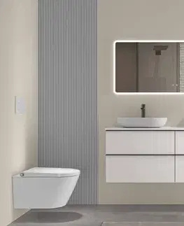 Kúpeľňový nábytok CERANO - Kúpeľňová skrinka Velora - biela matná, úchytka čierna + doska pod umývadlo Navira Slim - 18 mm - 160x54,8x46,5 CER-665176