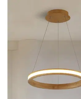 Svietidlá BRILAGI - závesný LED luster na lanku UMEA WOOD, 30 W, 230 V, priemer 40 cm, drevený BRI446
