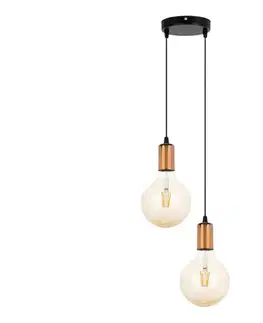 Svietidlá  Luster na lanku MIROS 2xE27/60W/230V guľatý čierna/medená 0069