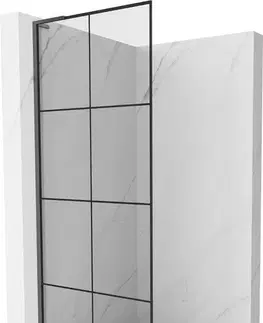 Sprchové dvere MEXEN/S - Kioto L Sprchová zástena WALK-IN 90 x 200, čierny vzor, grafit kartáčovaná 800-090-103-66-77
