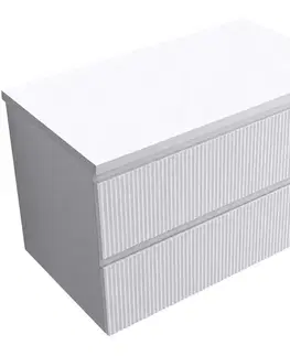 Kúpeľňový nábytok CERANO - Kúpeľňová skrinka Carole + doska pod umývadlo Navira Pro - 36 mm - biela matná ryhovaná - 80x51,6x46 CER-321028