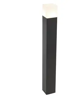 Zahradne stlpove lampy Vonkajšia záhradná lampa čierna s opálovým sklom 70 cm zemný hrot a káblová svorka - Denmark