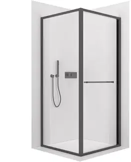 Sprchovacie kúty CERANO - Sprchovací kút Versaro L/P - 6 mm - čierna matná, transparentné sklo - 90x90 - zasúvacia CER-8050BD80286