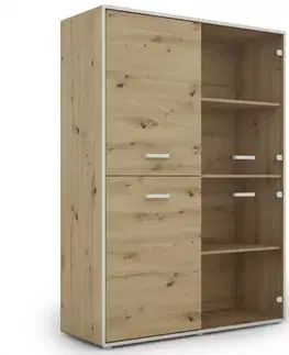 Vitríny a regály do obývačky Vitrína Capannoli 120 2d2g dub artisan/biela