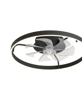 Stropné ventilátory Stropný ventilátor čierny 70 cm vrátane LED stmievateľný s diaľkovým ovládaním - Maddy