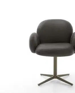 Jedálenské stoličky DELIFE Otočná jedálenská stolička Nube-Flex s opierkami mikrovlákno antracit vintage podstava titánová efektová úprava otočná o 360° vrecková pružina