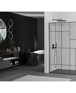 Sprchové dvere MEXEN/S - Kioto L Sprchová zástena WALK-IN 80 x 200, čierny vzor, grafit metal 800-080-103-95-78