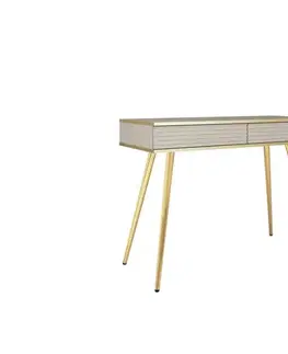 Nábytok ArtPS Toaletný stolík BIJOU T-102 MDF | béžová / zlaté nohy