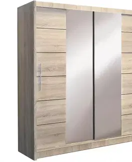 Šatníkové skrine Skriňa Lizbona 2 203 cm dub sonoma s  zrkadlom