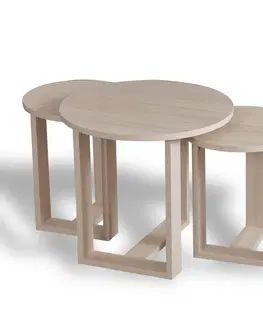Konferenčné stolíky Odkladací stolík Mira Oak, 3 ks